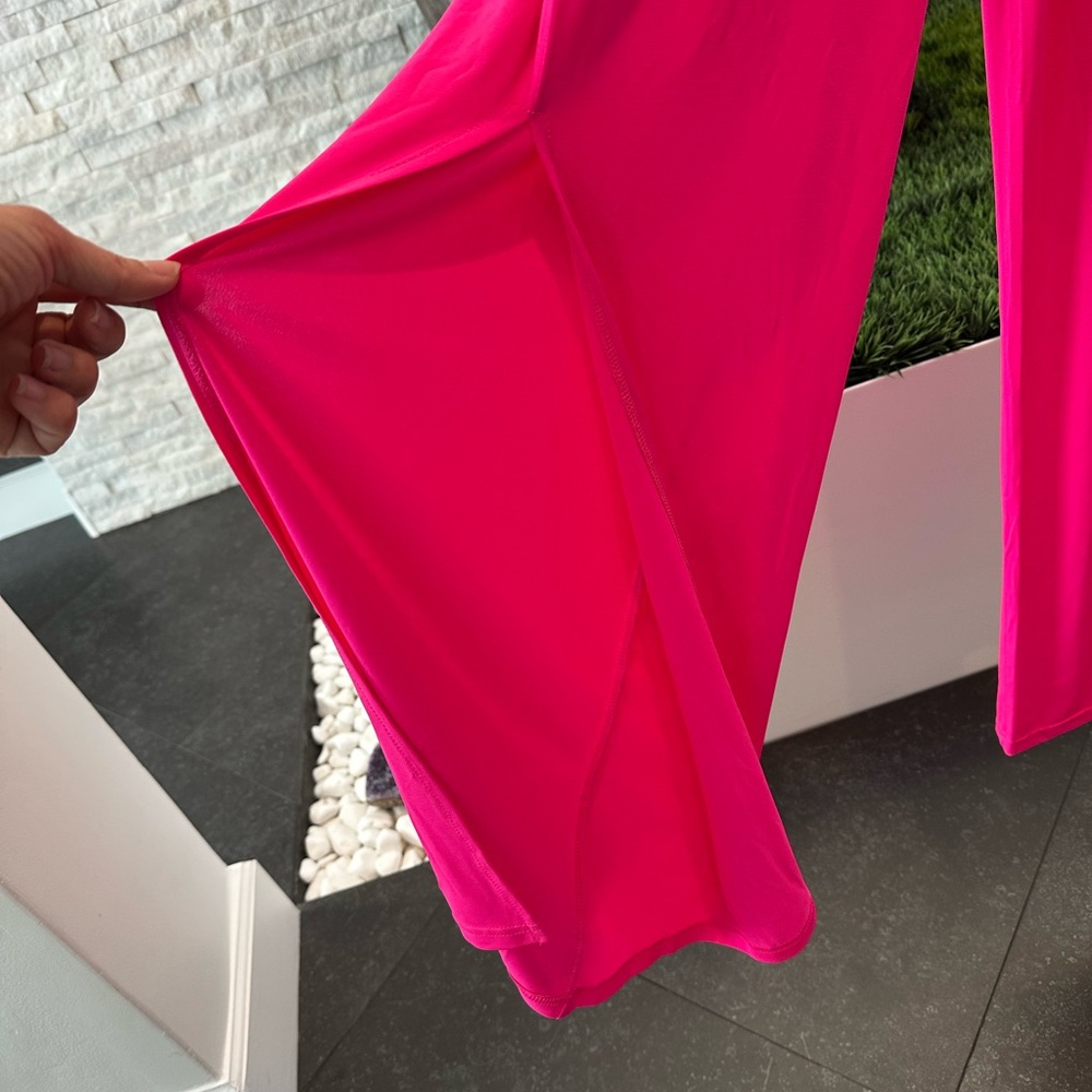 Venus Hot Pink Women's Jumpsuit cinch waist slit wide leg xs - Picture 9 of 9
